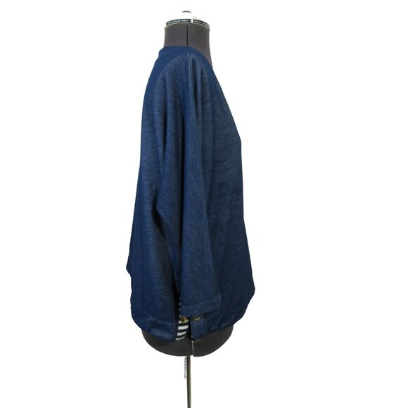 Chico's Zenergy women's blue nautical 3/4 sleeve side snap boxy top blouse M - Picture 4 of 12